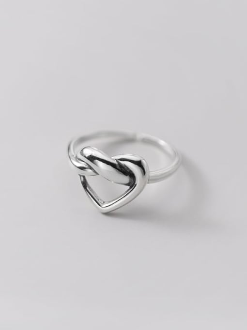 925 Sterling Silver Heart Statement Band Ring - 1000501236