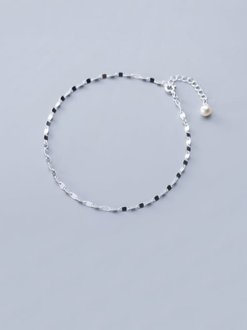 Rosh 925 Sterling Silver Minimalist  Imitation Pearl Chain Anklet 0
