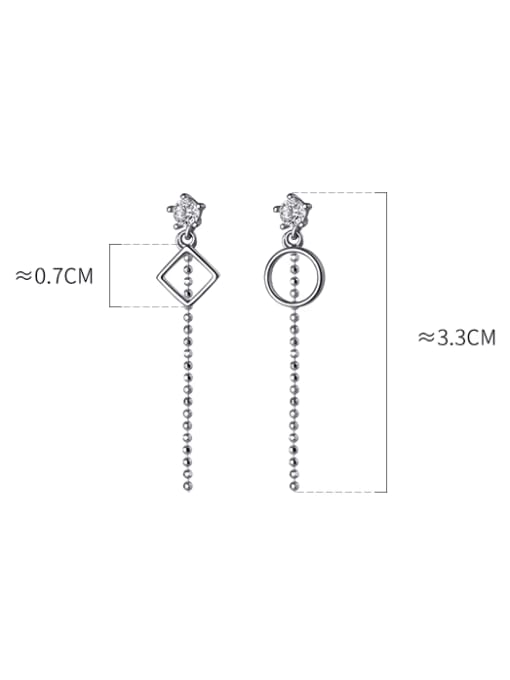 Rosh 925 Sterling Silver Cubic Zirconia Geometric Tessel Minimalist Drop Earring 2