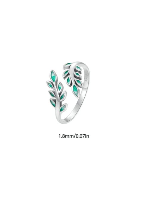 Jare 925 Sterling Silver Cubic Zirconia Leaf Trend Band Ring 2