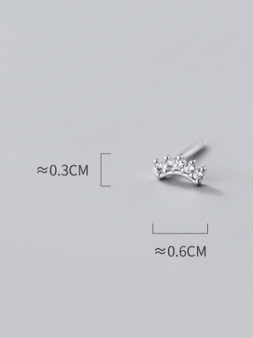 Rosh 925 Sterling Silver Rhinestone Cute Row diamond Arc  Stud Earring 2