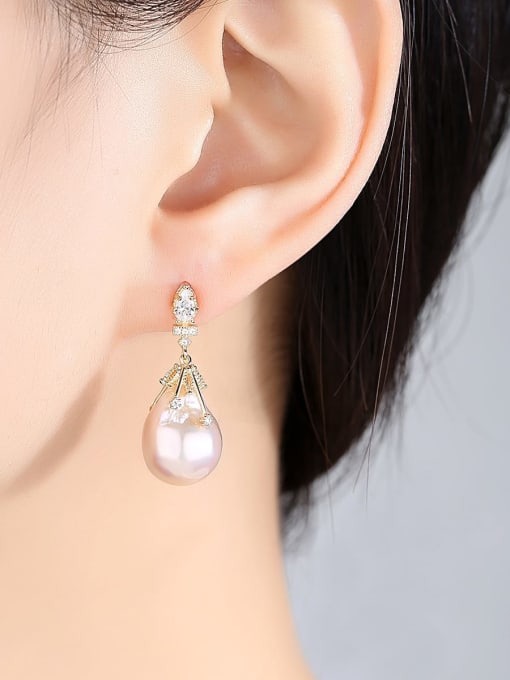 CCUI 925 Sterling Silver Freshwater Pearl White Water Drop Trend Drop Earring 1