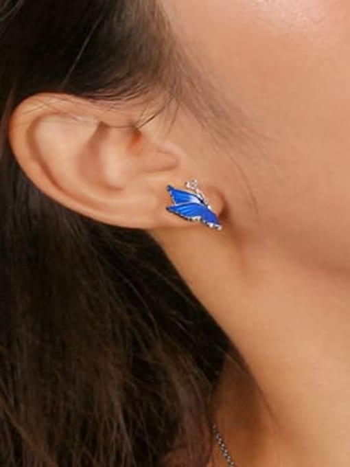 RINNTIN 925 Sterling Silver Enamel Butterfly Cute Stud Earring 1
