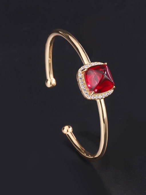 Red treasure bracelet Brass Cubic Zirconia Geometric Luxury Cuff Bangle