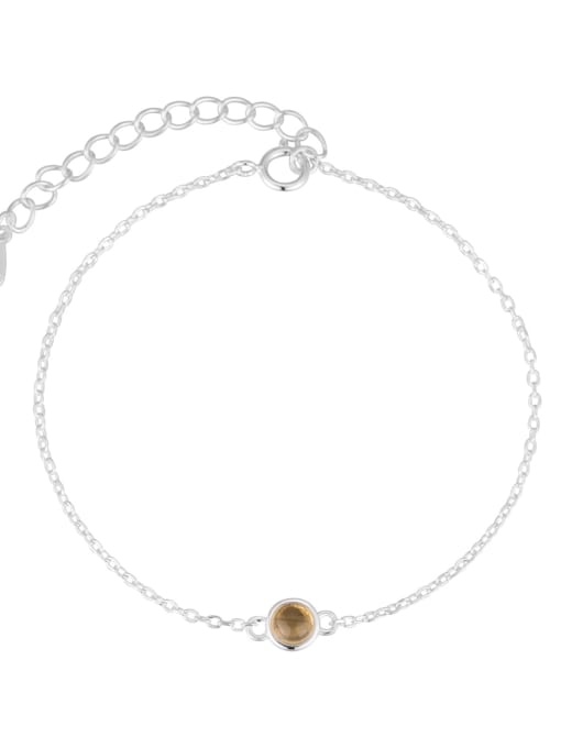 November citrine 925 Sterling Silver Natural Stone Geometric Luxury Link Bracelet