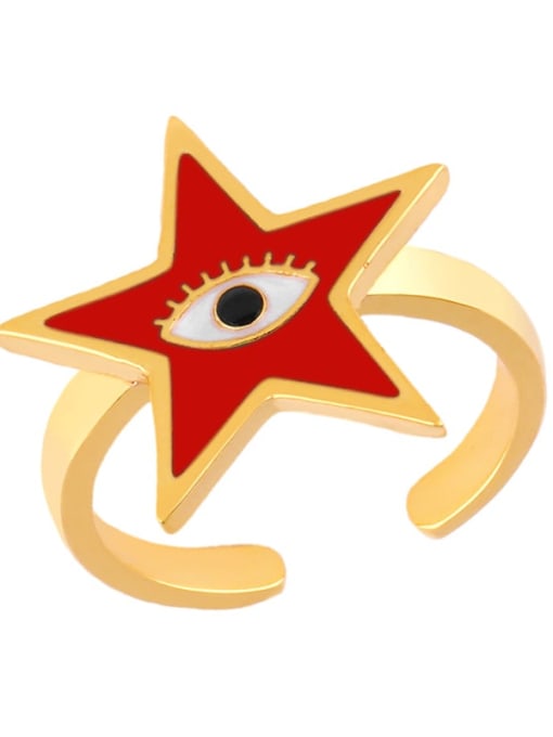 gules Brass Enamel Star Minimalist Band Ring