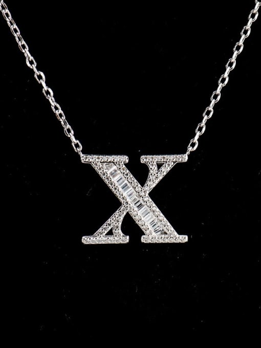 X 925 Sterling Silver Cubic Zirconia Letter Dainty Necklace