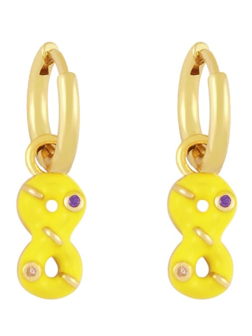 CC Brass Rhinestone Enamel Number 8 Trend Huggie Earring 3