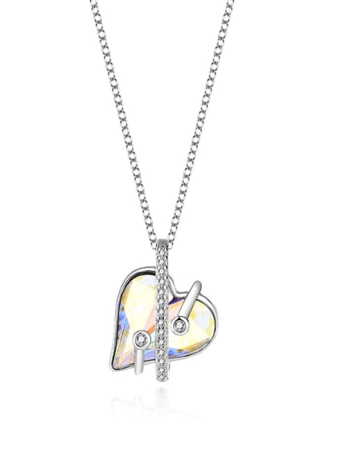 JYXZ 025(AB) 925 Sterling Silver Austrian Crystal Heart Classic Necklace