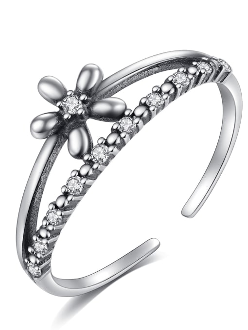 CCUI 925 Sterling Silver Flower Vintage Stackable Ring