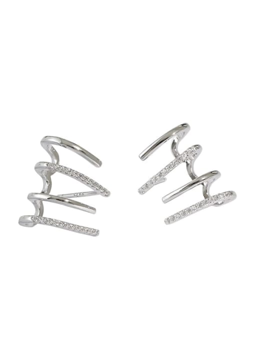 DAKA 925 Sterling Silver Rhinestone Geometric Dainty Clip Earring 4