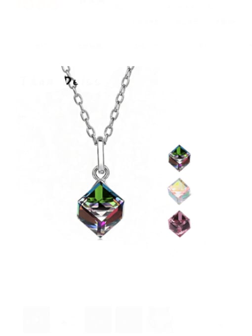 BC-Swarovski Elements 925 Sterling Silver Austrian Crystal Geometric Classic Necklace