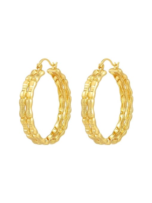 24K gold plating (ring diameter 35mm) Alloy  Hollow Geometric Vintage Huggie Earring