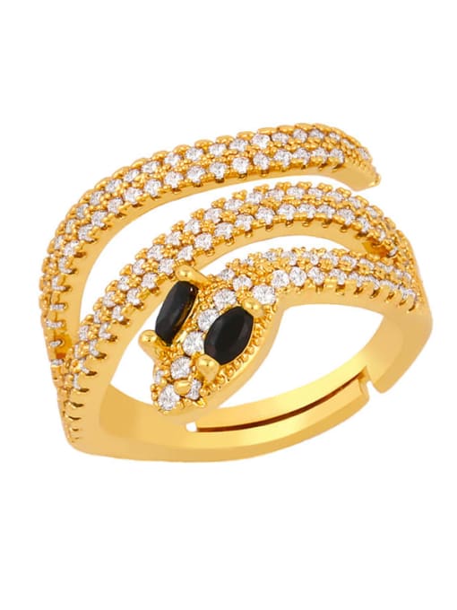 black Brass Cubic Zirconia Snake Luxury Stackable Ring
