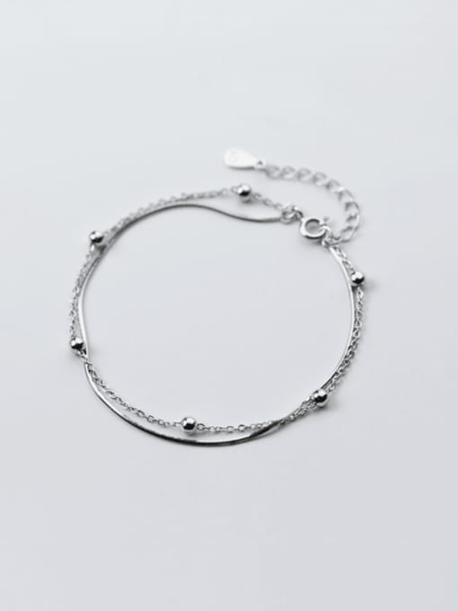 Rosh 925 Sterling Silver Bead Minimalist Multi-layer  Link Bracelet 2