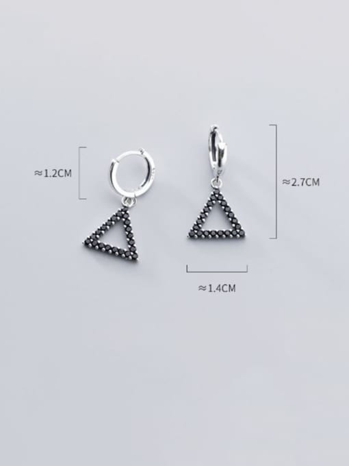 Rosh 925 Sterling Silver Rhinestone Black Triangle Minimalist Huggie Earring 3