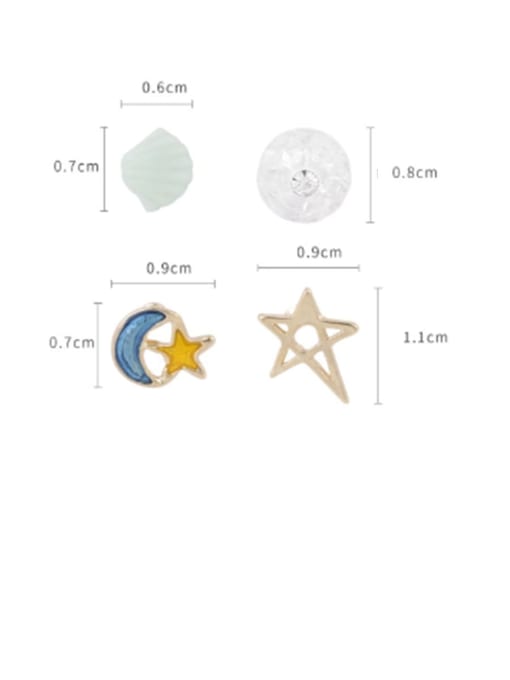 Girlhood Brass Multi Color Enamel Star Minimalist Stud Earring 1