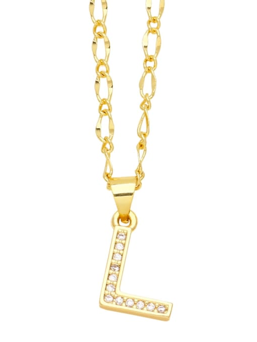 L Brass Cubic Zirconia Letter Hip Hop Necklace