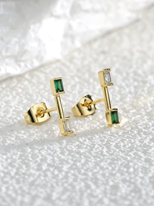 Gold geometric Earrings Brass Cubic Zirconia Geometric Minimalist Stud Earring
