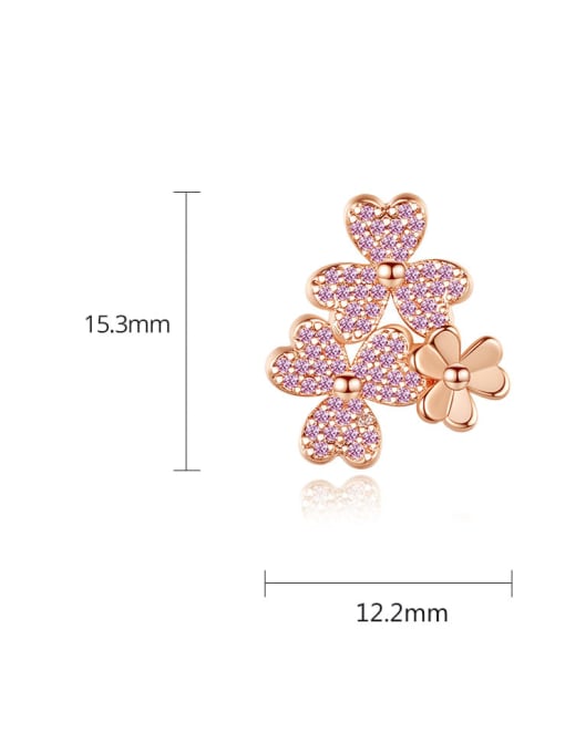 BLING SU Brass Cubic Zirconia Flower Dainty Stud Earring 1