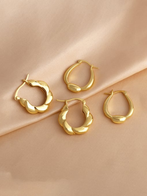 CC Brass Geometric Minimalist Huggie Earring 2