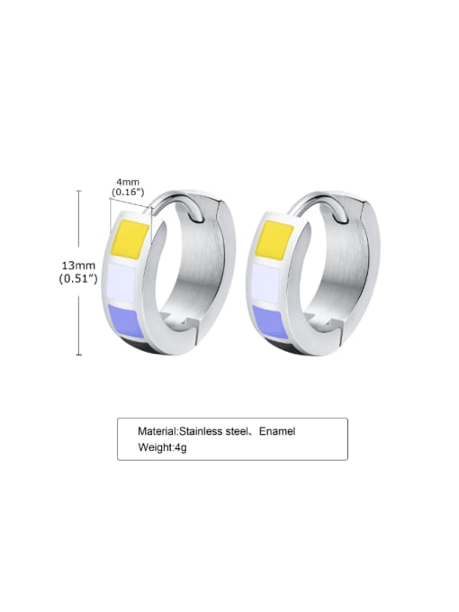 CONG Stainless steel Enamel Geometric Minimalist Huggie Earring 4
