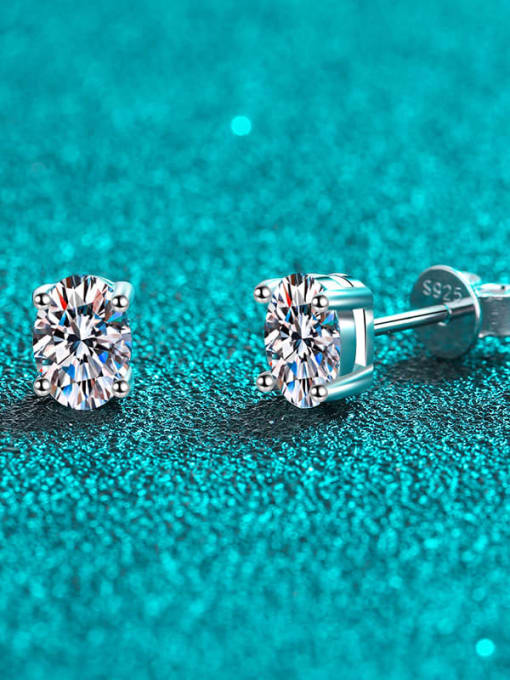 2.0 CT 7MM*9MM 925 Sterling Silver Moissanite Geometric Classic Stud Earring
