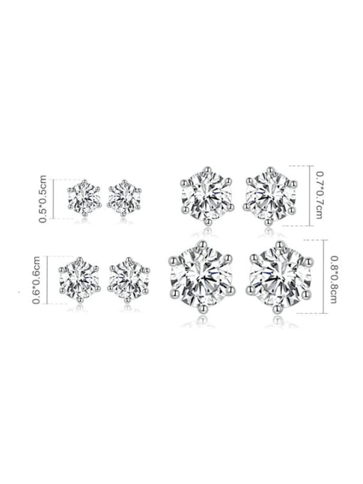 Jare 925 Sterling Silver Cubic Zirconia Hexagon Dainty Stud Earring 2