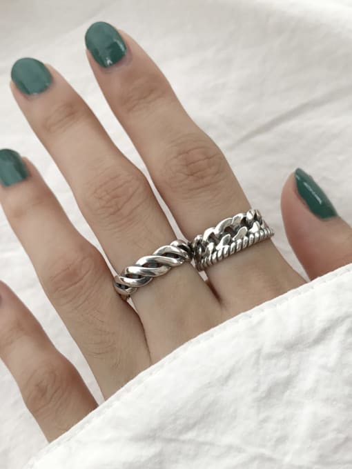 Boomer Cat 925 Sterling Silver Twist weave free size Ring