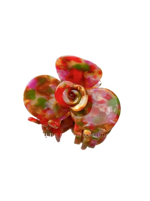 Red 7cm Cellulose Acetate Cute Flower Jaw Hair Claw