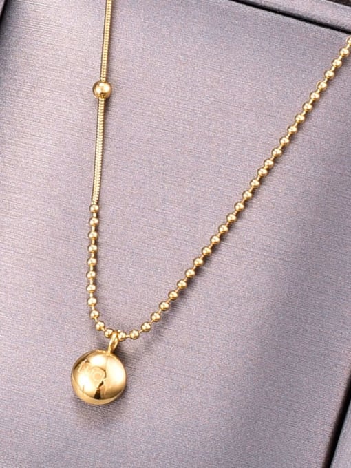 A TEEM Titanium Bead chain Minimalist round pendant Necklace 0