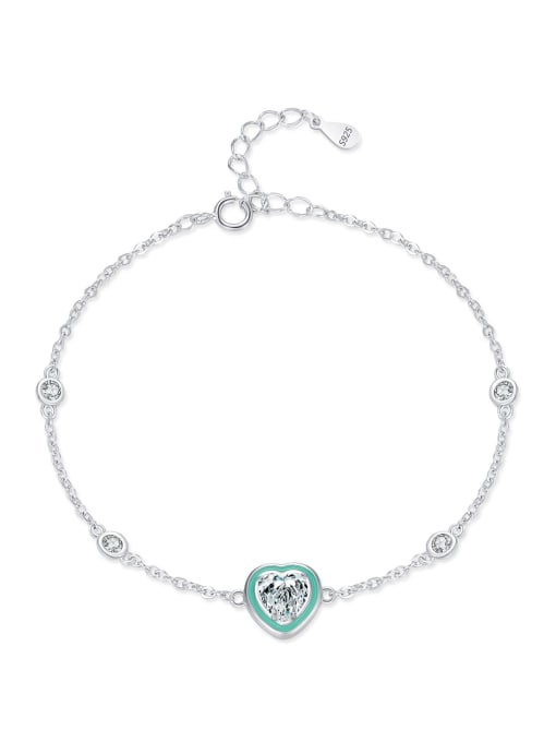 Enamel Love Bracelet 925 Sterling Silver Enamel Heart Minimalist Link Bracelet