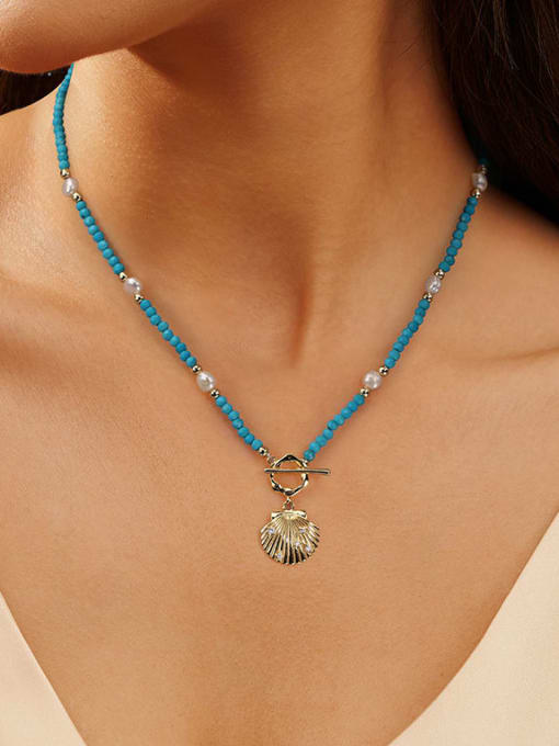 RINNTIN 925 Sterling Silver Natural Stone Geometric Vintage Beaded Necklace 1