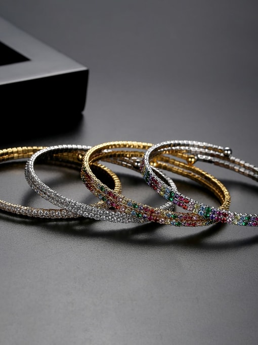 BLING SU Copper Cubic Zirconia Multi Color Round Luxury Bracelet 2