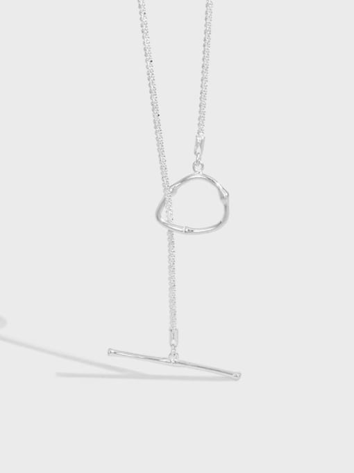 DAKA 925 Sterling Silver Geometric Minimalist Lariat Necklace 4