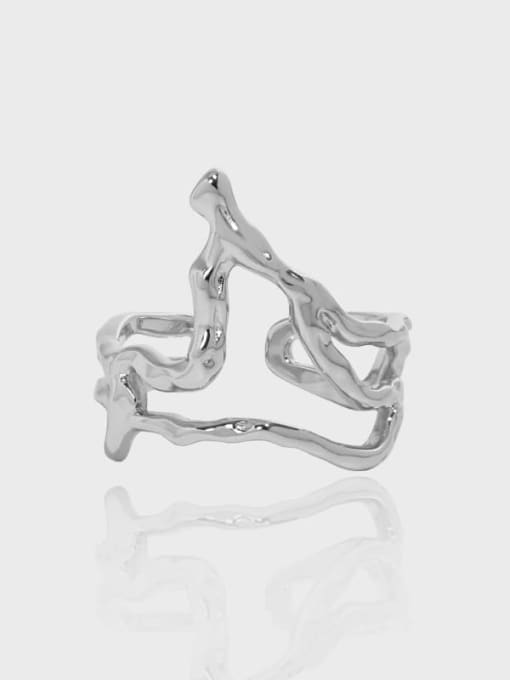 DAKA 925 Sterling Silver Irregular Minimalist Band Ring 0