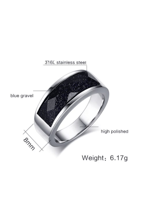 CONG Titanium Steel Sapphire Geometric Minimalist Band Ring 2