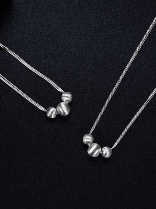 BeiFei Minimalism Silver 925 Sterling Silver Round  Bead Minimalist Multi Strand Necklace 2