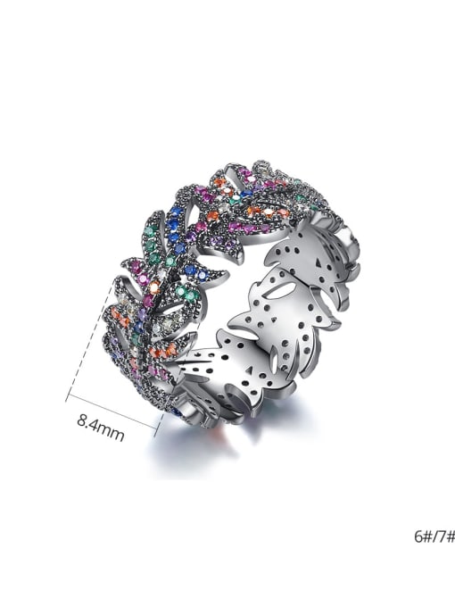 BLING SU Brass Cubic Zirconia Leaf Classic Band Ring 3