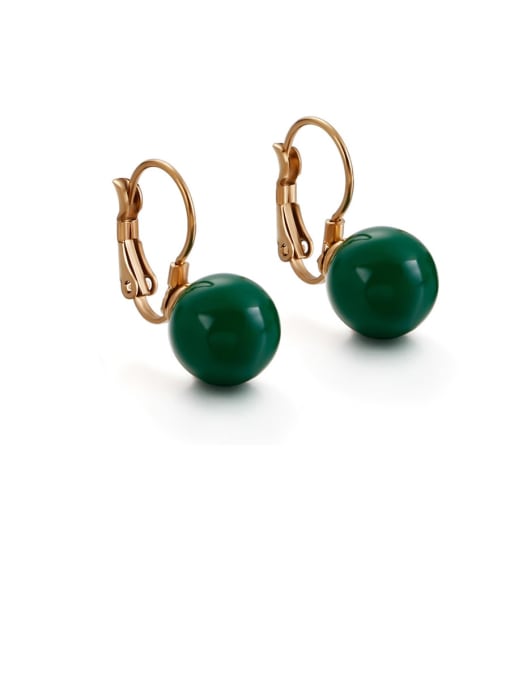 green Stainless Steel Imitation Pearl Multi Color Round Minimalist Hook Earring