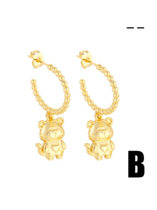 B Brass Cubic Zirconia Animal Vintage Huggie Earring