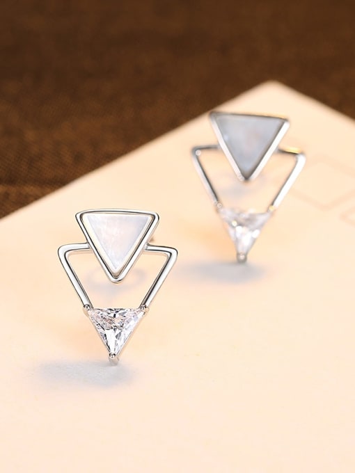 CCUI 925 Sterling Silver Shell Triangle Minimalist Stud Earring 0