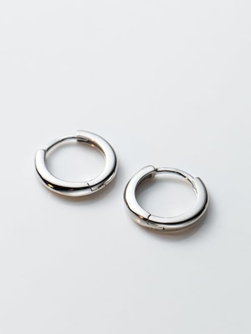 Silver 12MM 925 Sterling Silver Geometric Minimalist Huggie Earring