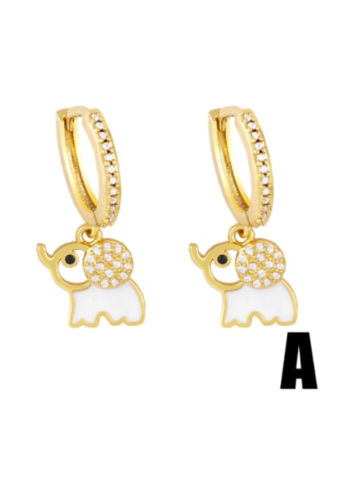 CC Brass Rhinestone Enamel Letter Cute Huggie Earring 1