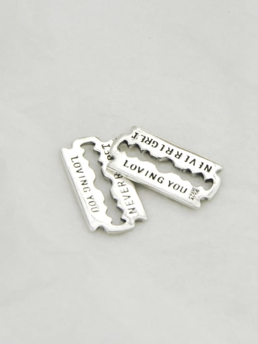 SHUI Vintage Sterling Silver With Vintage Geometry Letters Pendant Diy Accessories 2