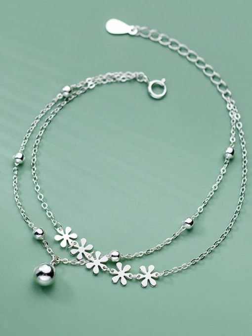 Rosh 925 Sterling Silver Bead Flower Minimalist Strand Bracelet 0