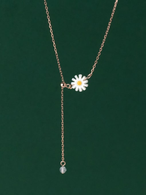 Rosh 925 Sterling Silver Shell Flower Minimalist Lariat Necklace 2
