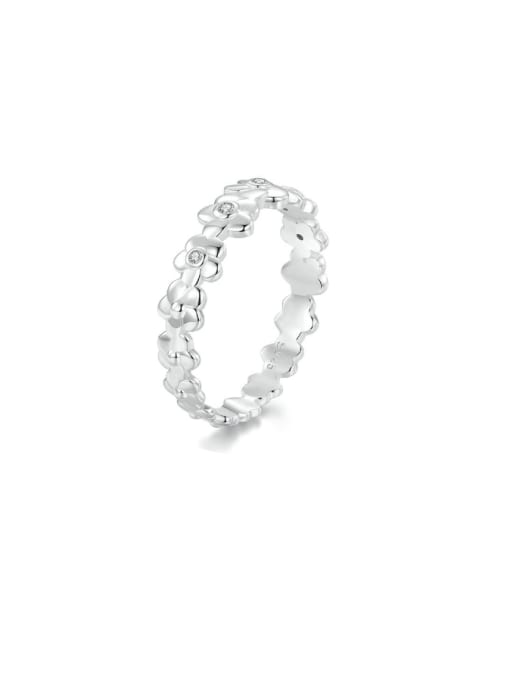 Jare 925 Sterling Silver Flower Trend Band Ring
