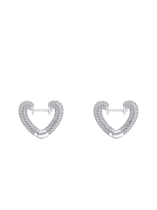 silver 925 Sterling Silver Cubic Zirconia Heart Dainty Huggie Earring