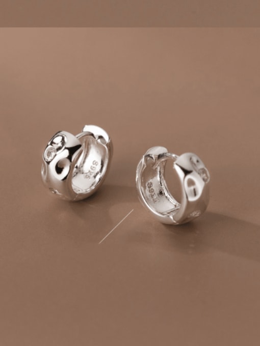 Rosh 925 Sterling Silver Round Minimalist Huggie Earring 0